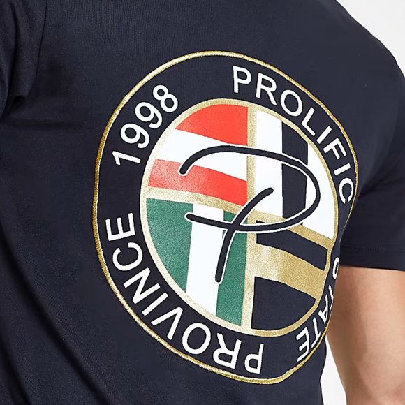 River Island Men's Navy 'Prolific' Embroidered Print Short Sleeve T-Shirt - Picture 4 of 4